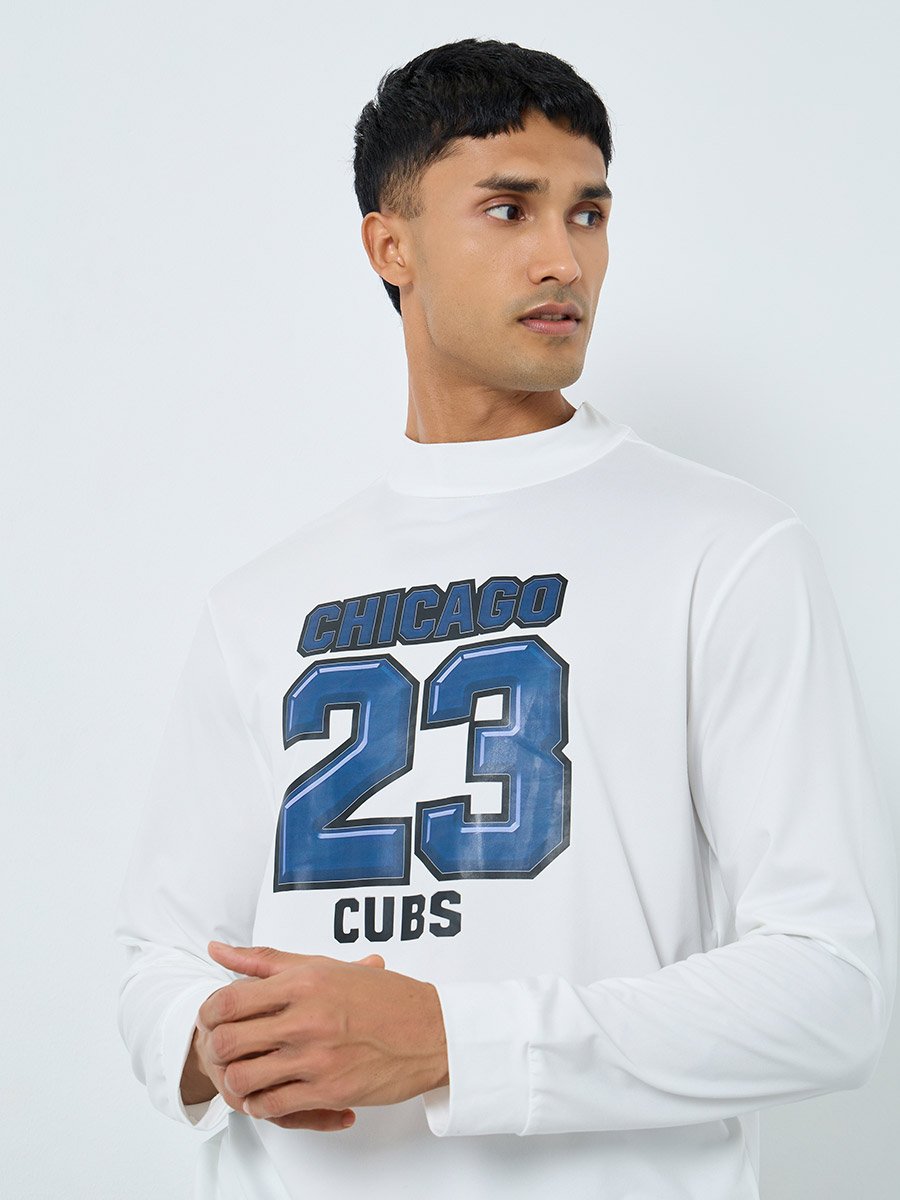 White Chicago Cubs Graphic Slim Fit T-Shirt
