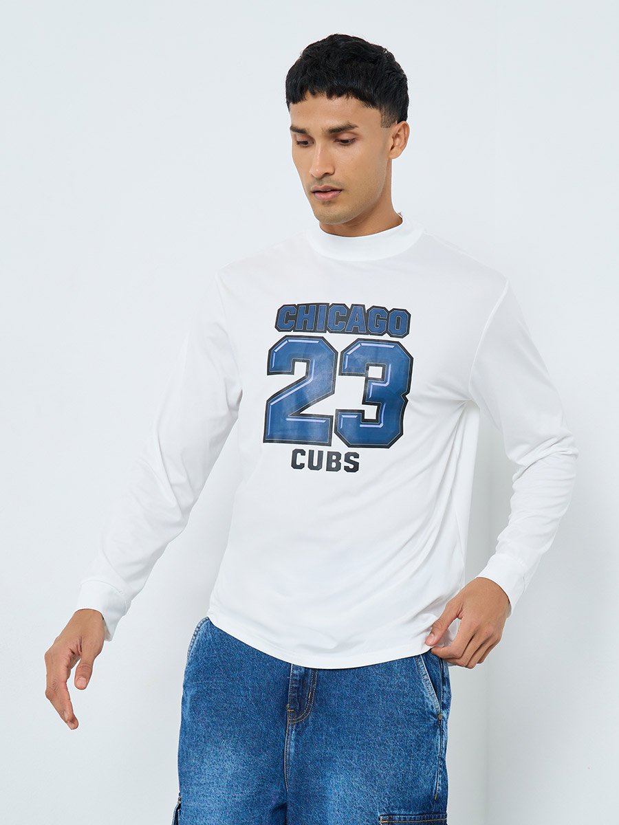 White Chicago Cubs Graphic Slim Fit T-Shirt