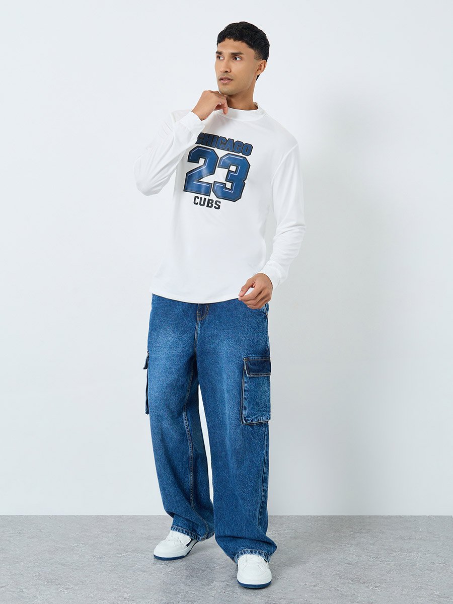 White Chicago Cubs Graphic Slim Fit T-Shirt