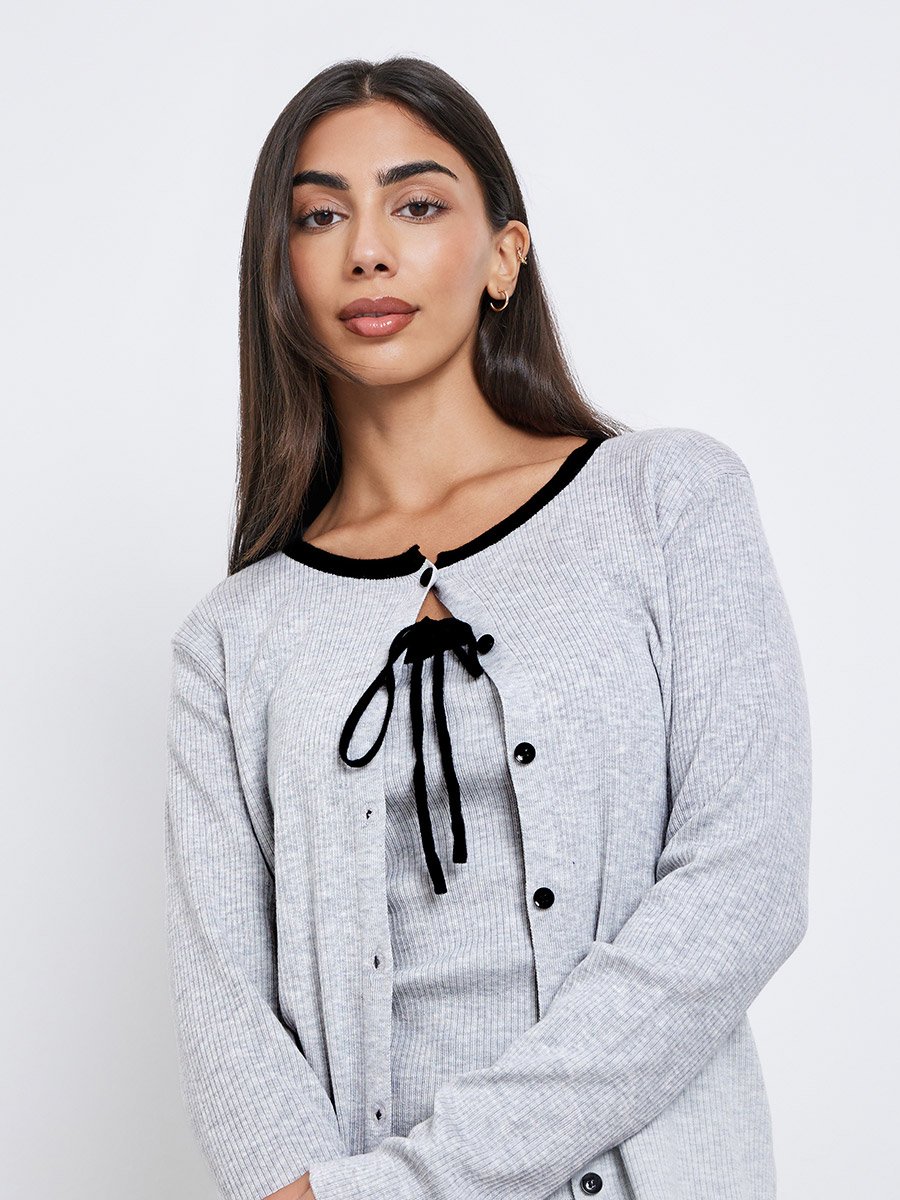 2-Piece Ribbed Knit Cardigan with Cami