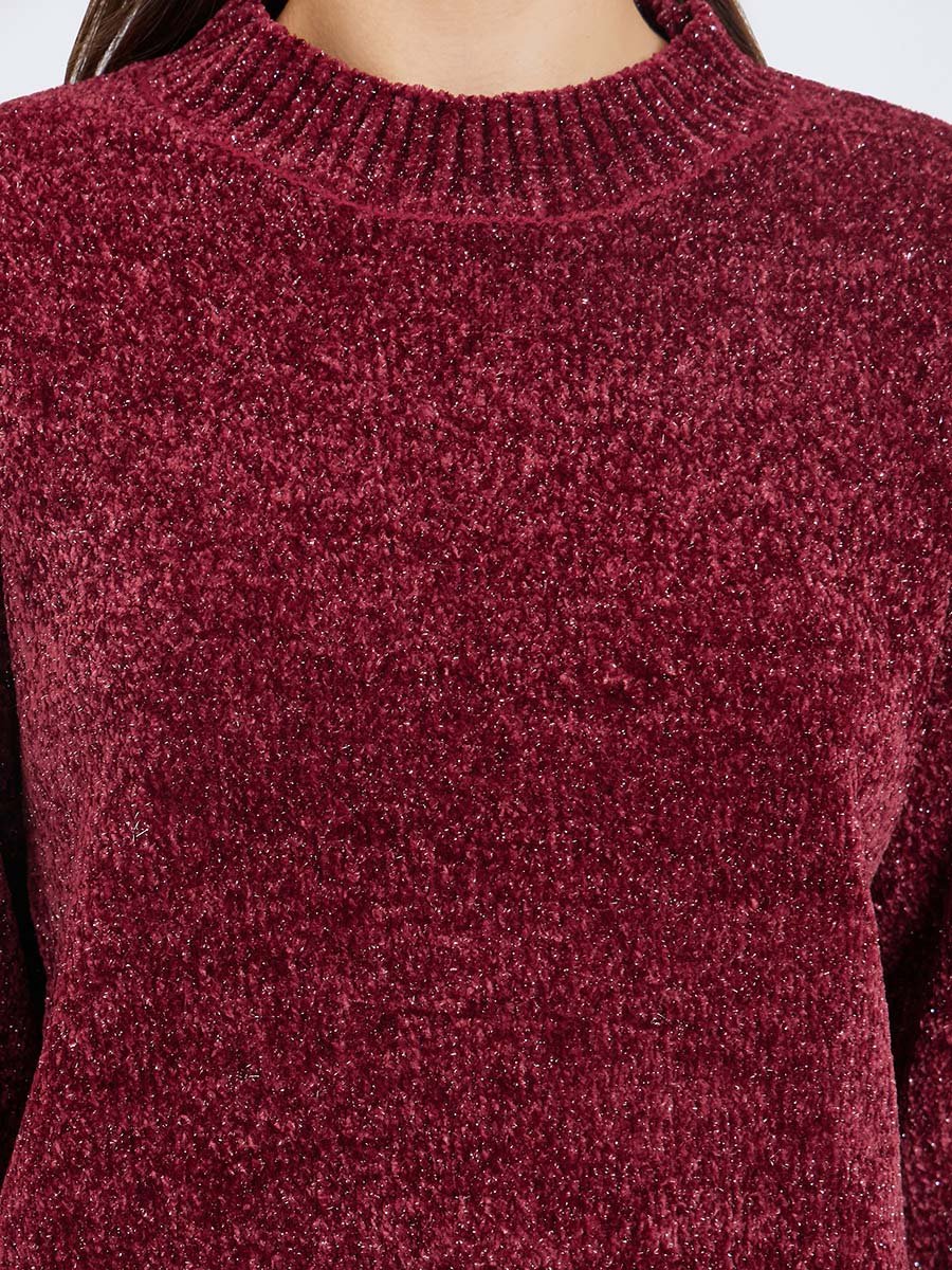Regular Fit Regular Length Lurex Yarn Sweater