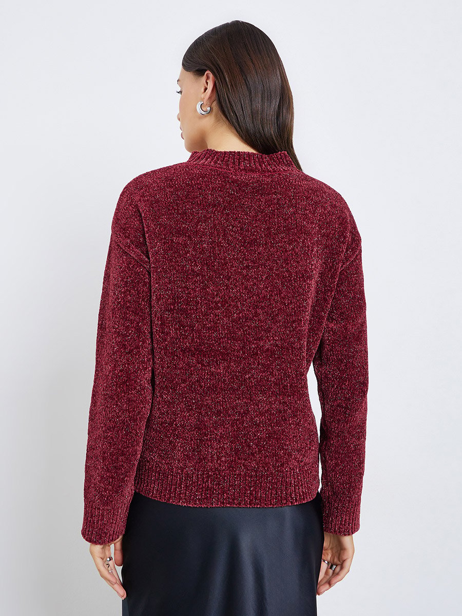 Regular Fit Regular Length Lurex Yarn Sweater