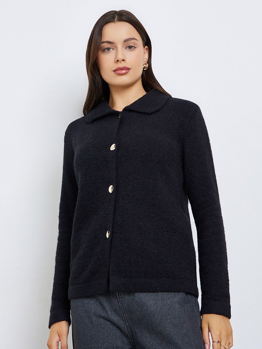 Regular Fit Buttoned Chunky Knit Cardigan