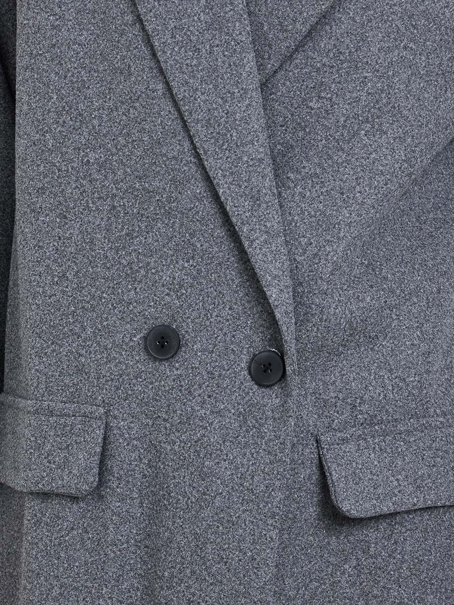 Grey Regular Fit Wool Like Button Coat