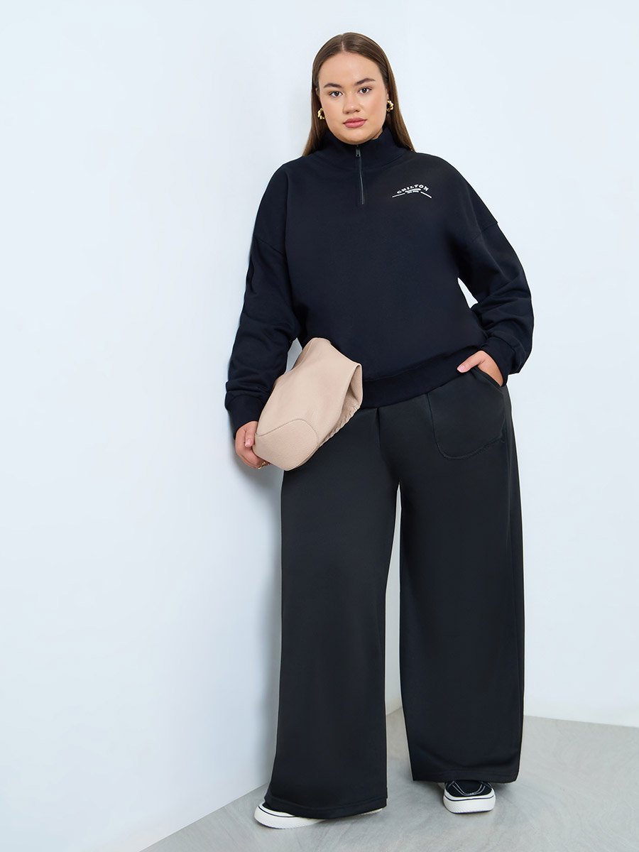 Plus Size Wide Leg Knit Joggers
