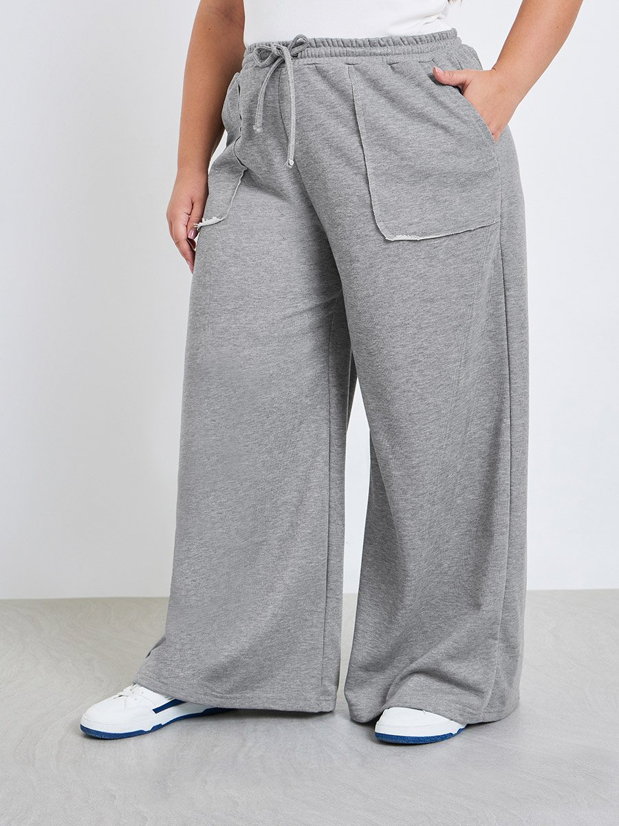 Plus Size Grey Wide Leg Joggers
