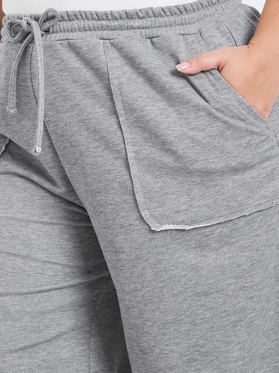 Plus Size Grey Wide Leg Joggers