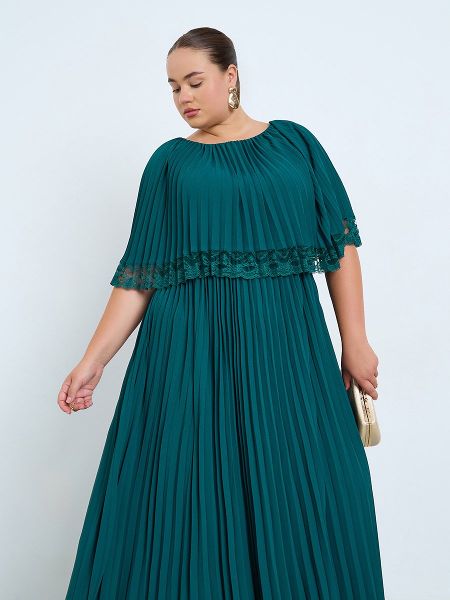 chinese dress ladies Ever-Pretty Plus Size Ruffled V-Neck A-Line Midi Dress for Evening Formal