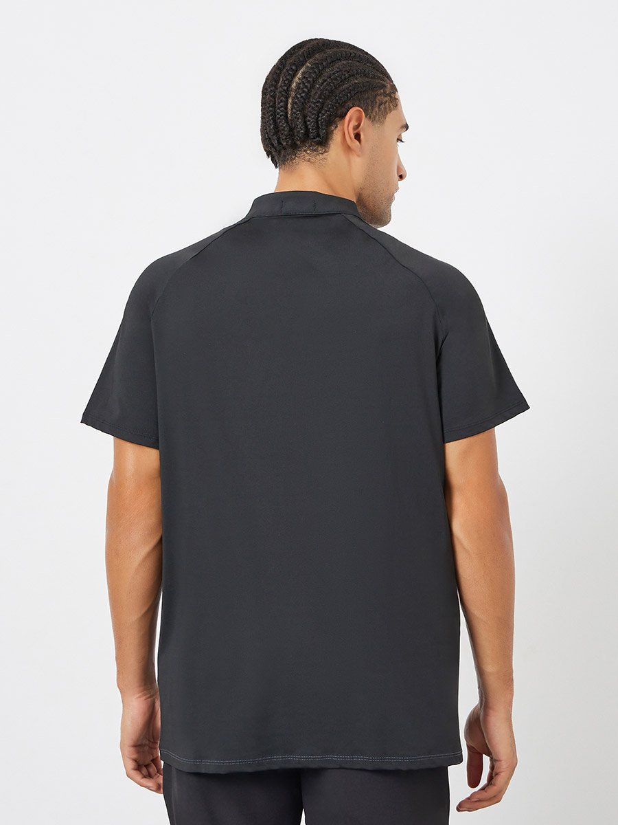 Men Grey Raglan Sleeve Athleisure T-Shirt