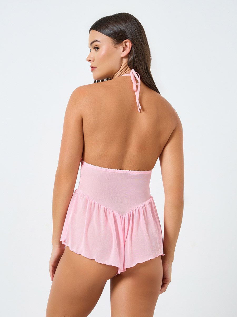 Floral Lace Teddy with Bow Detail