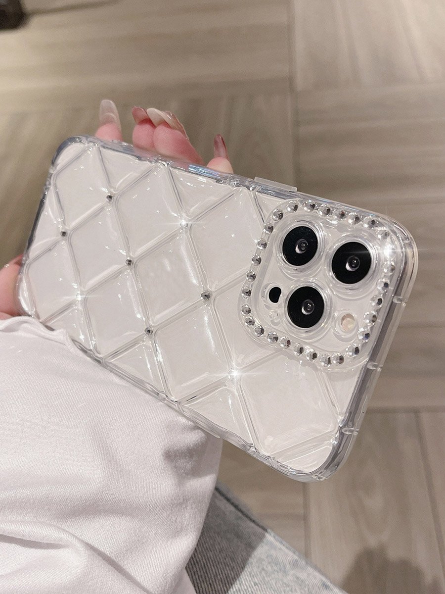 Transparent Diamond Grid Embellished iPhone Case