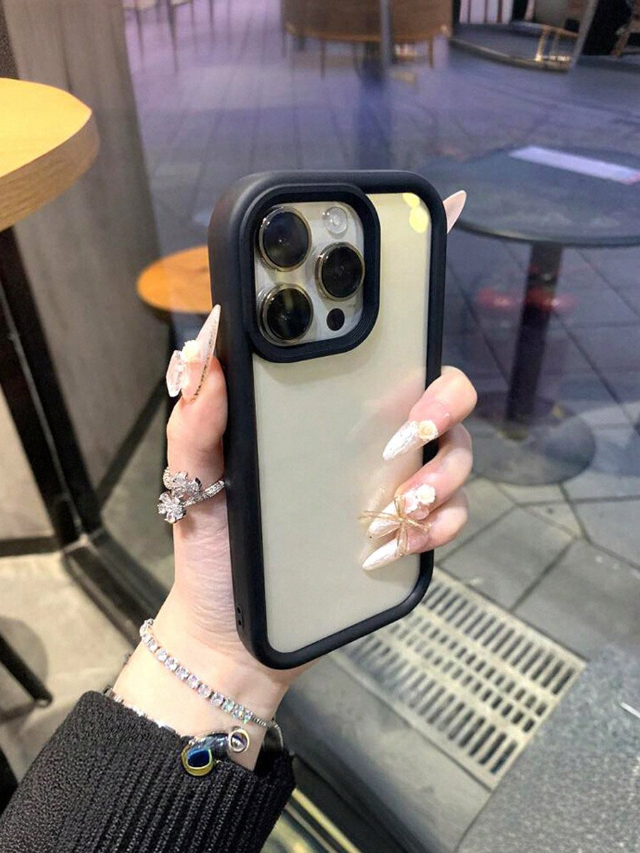 Solid Trim Transparent Back iPhone Case