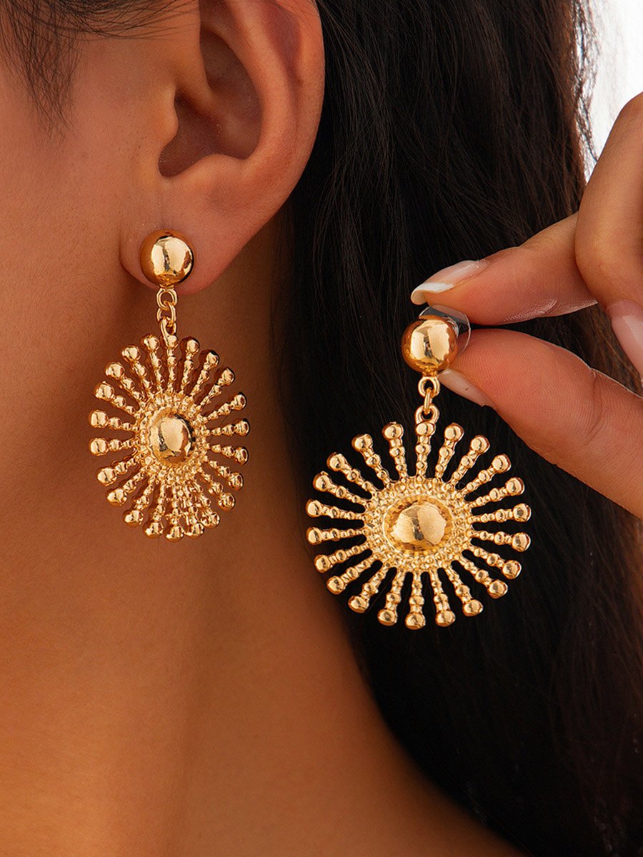 Gold Sunflower Dangle Earrings