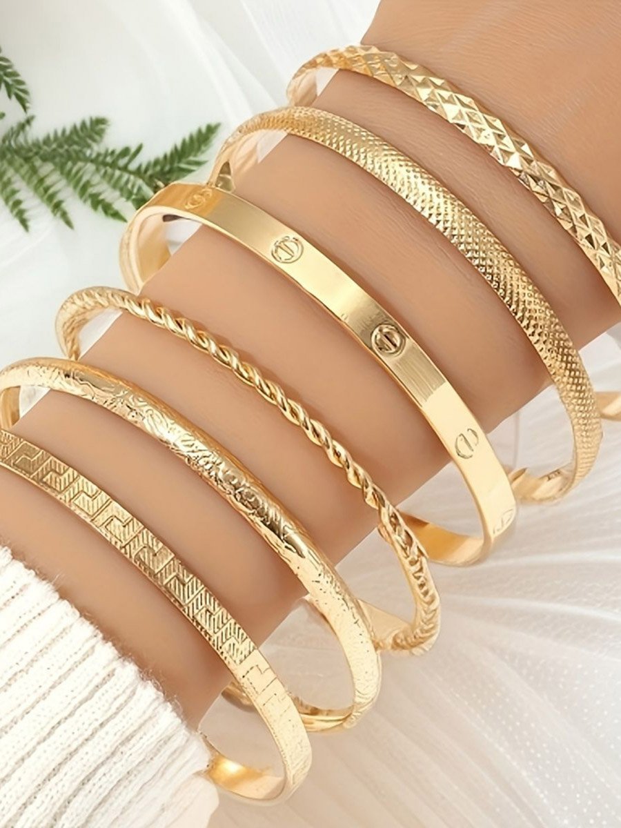 Set of 6 - Gold Assorted Bracelet