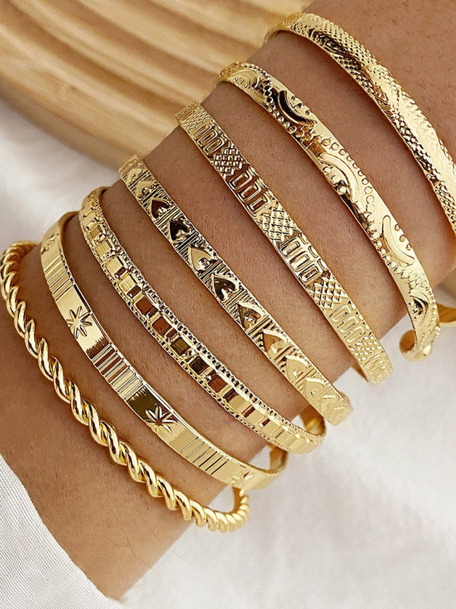 Set of 6 - Gold Assorted Bracelet