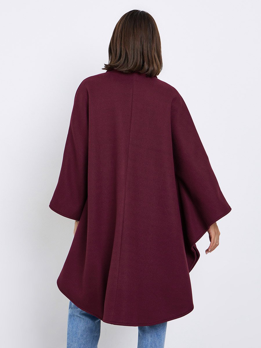 Burgundy Cape Fit Double Breasted Coat