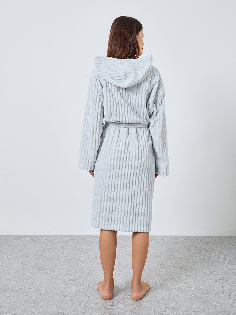 Ribbed Fleece Hooded Robe
