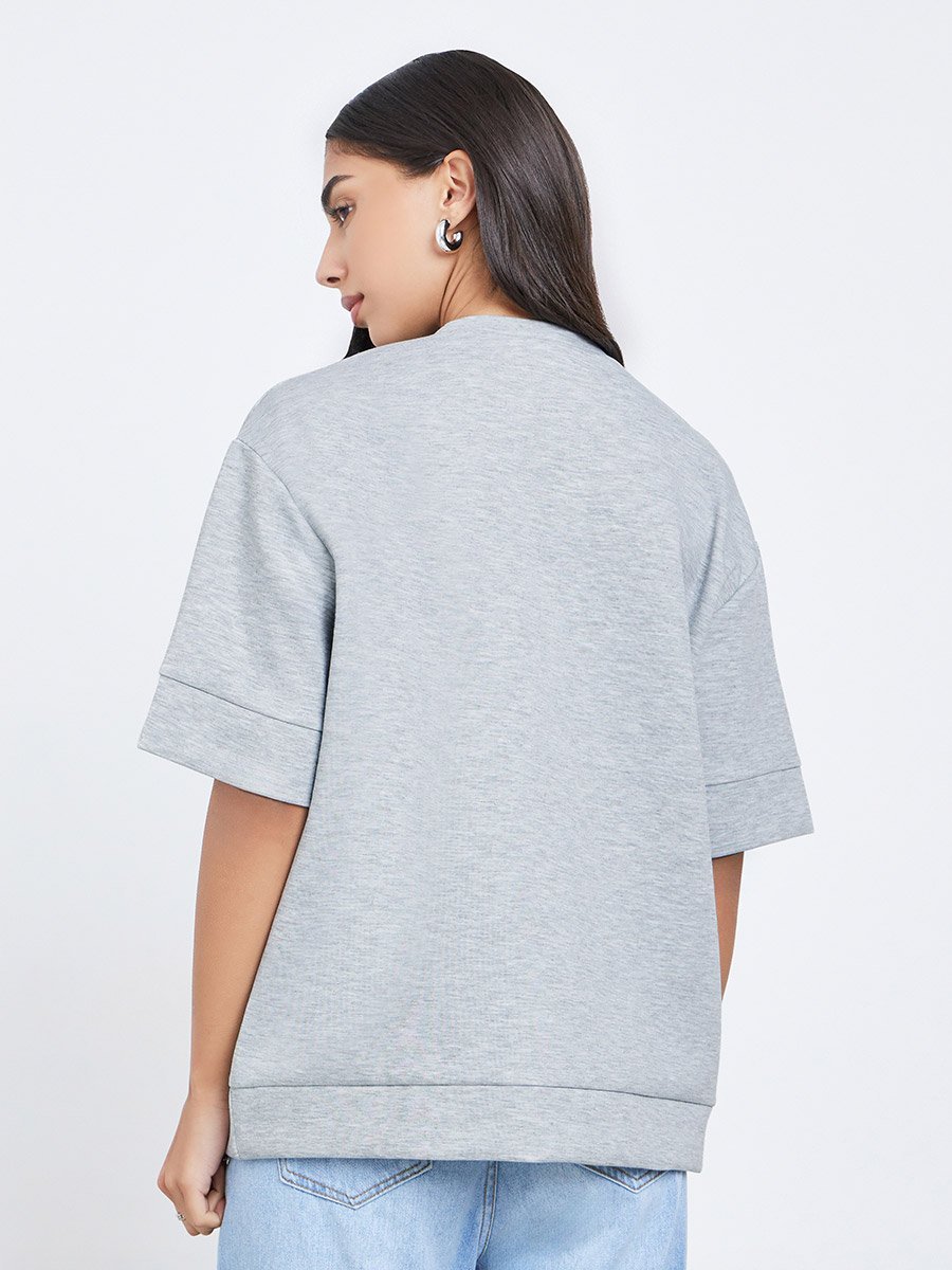 Grey Oversized Round Neck T-Shirt