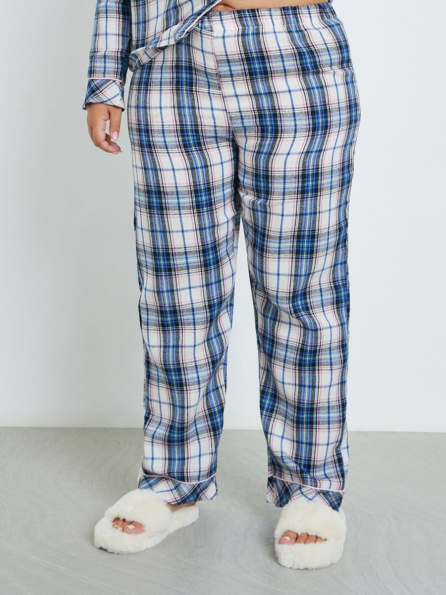 Plus Size Checked Shirt and Pyjama Set