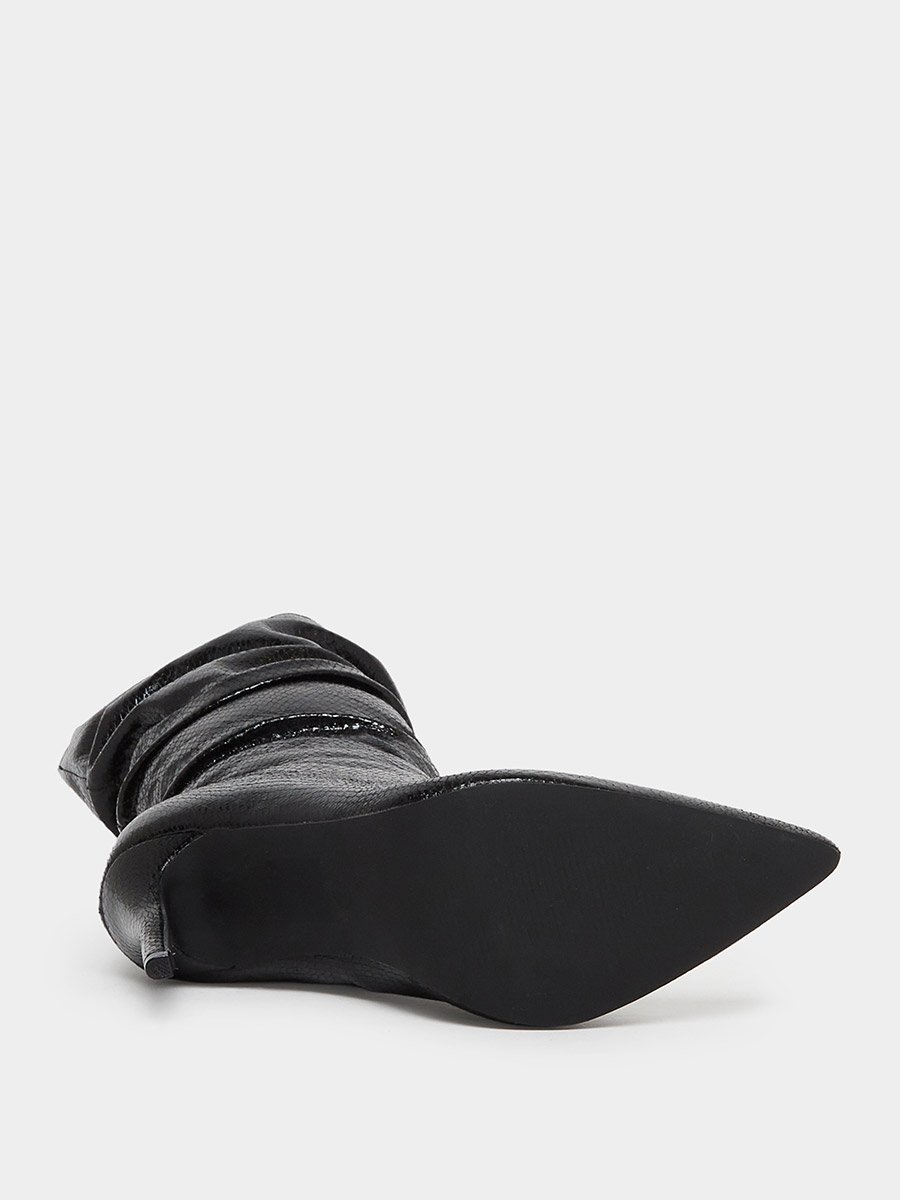 Black Textured Ruched Boots