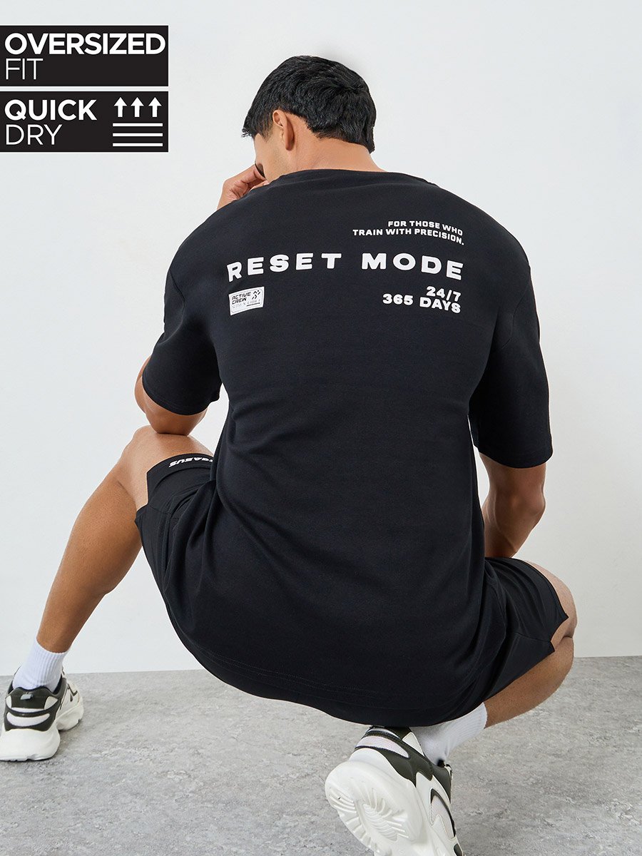 Men Oversized Minimal Front Print T-Shirt