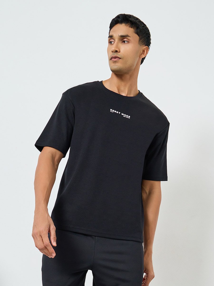 Men Oversized Minimal Front Print T-Shirt