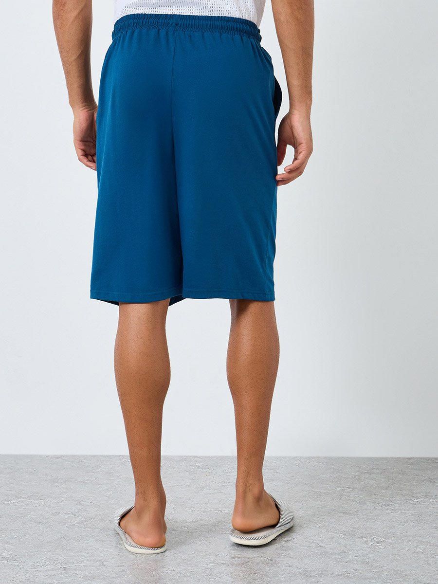 Men Blue Oversized Lounge Shorts
