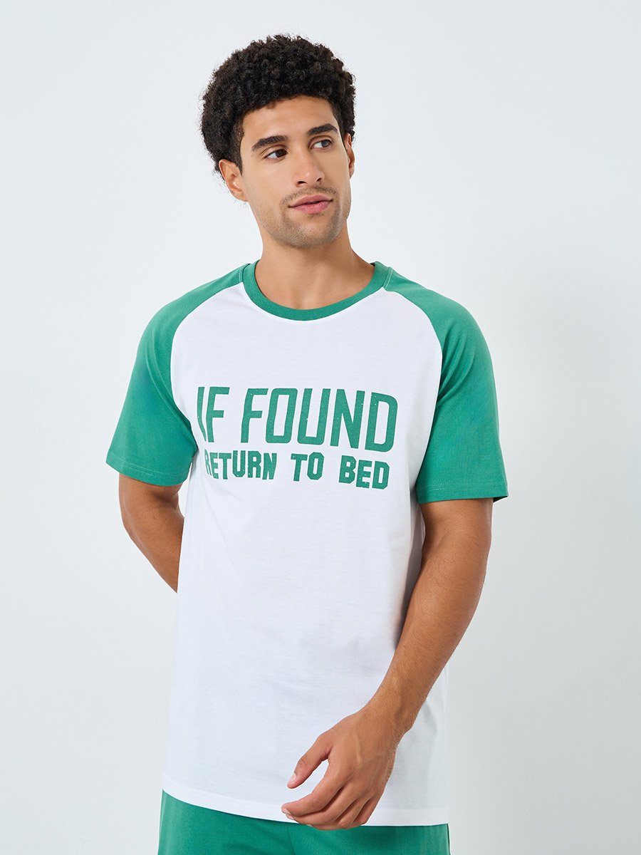 Men Printed Raglan Sleeve T-Shirt and Pyjama Set