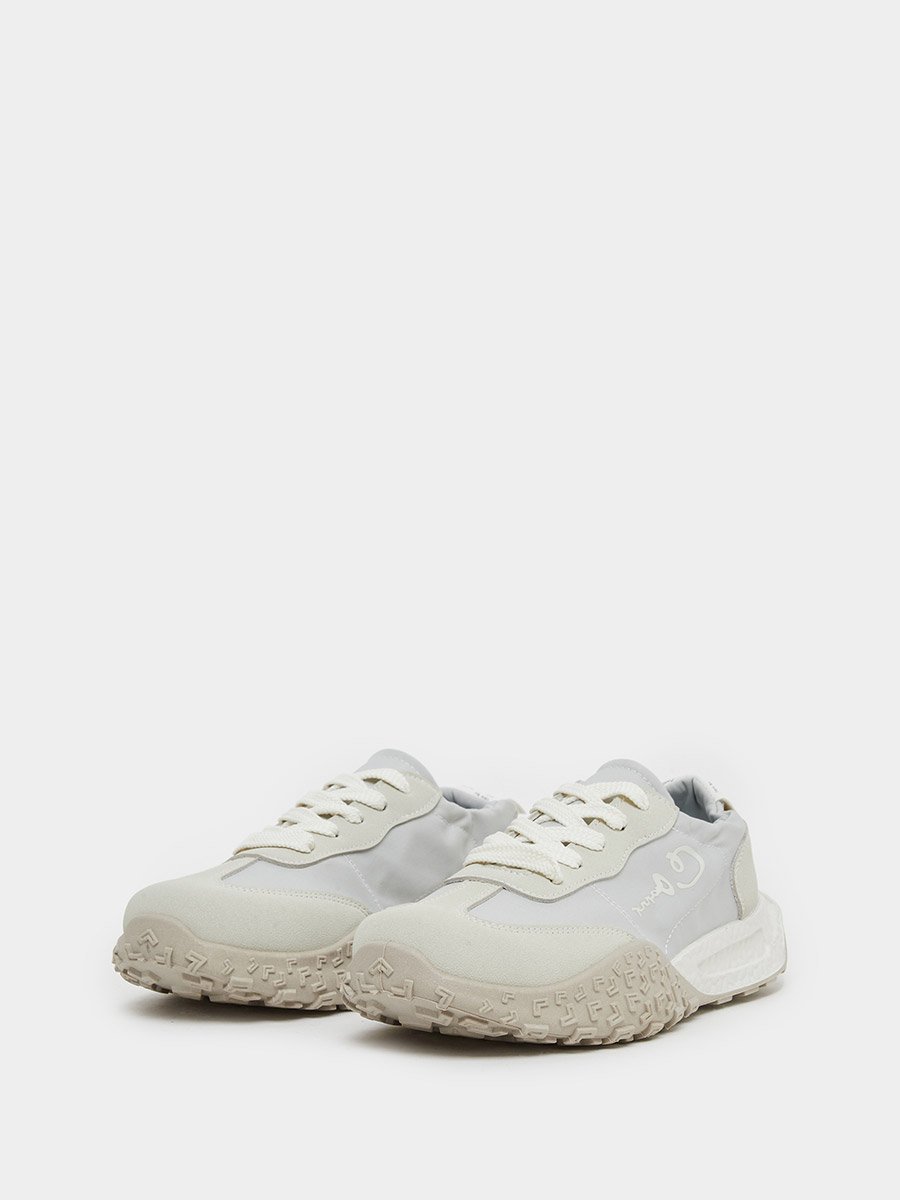 Women Printed Panel Stretch-Lace Sneakers