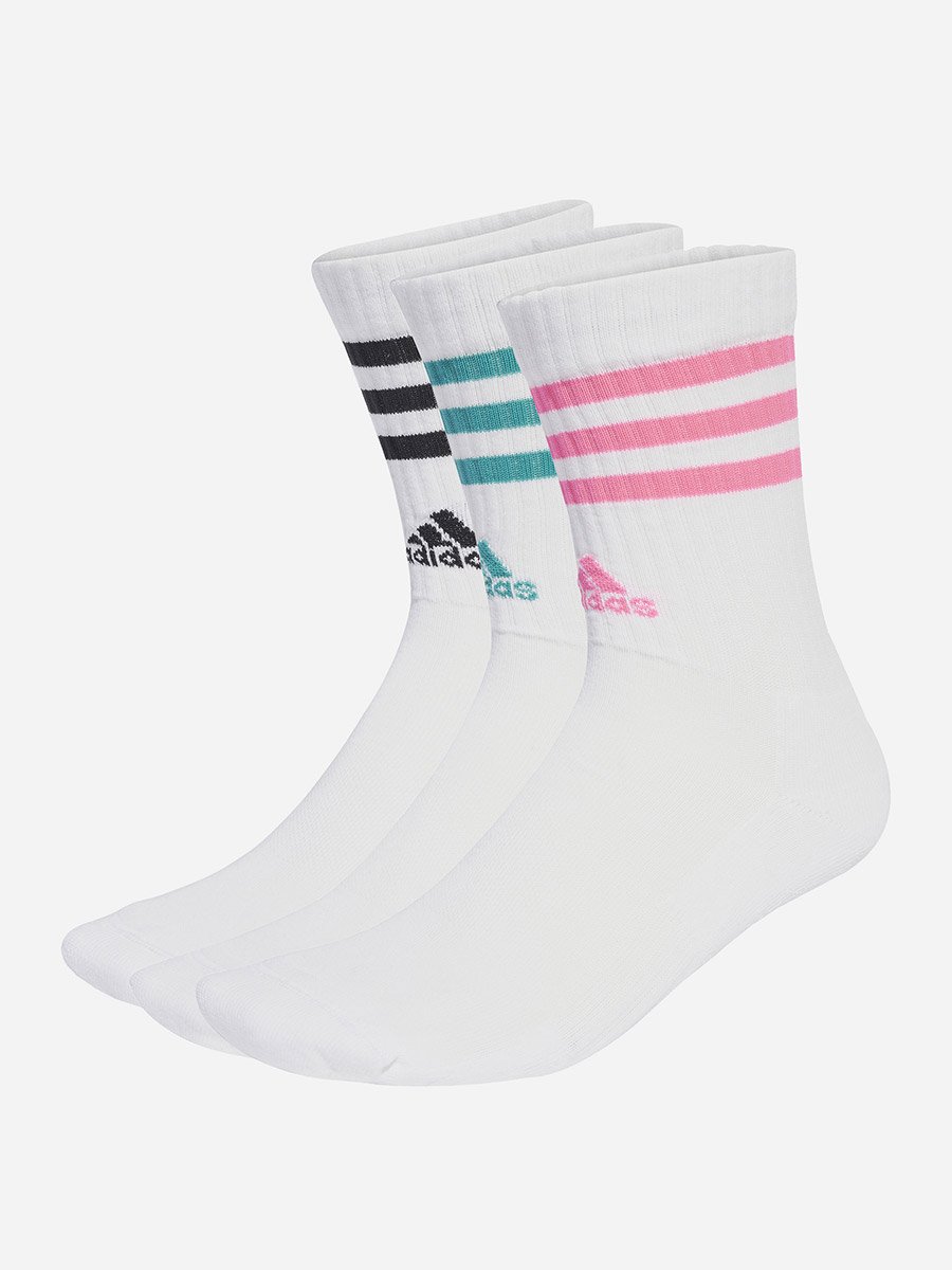 3Stripes Cushioned Sportswear 3 Pair Pack Unisex Crew Socks White