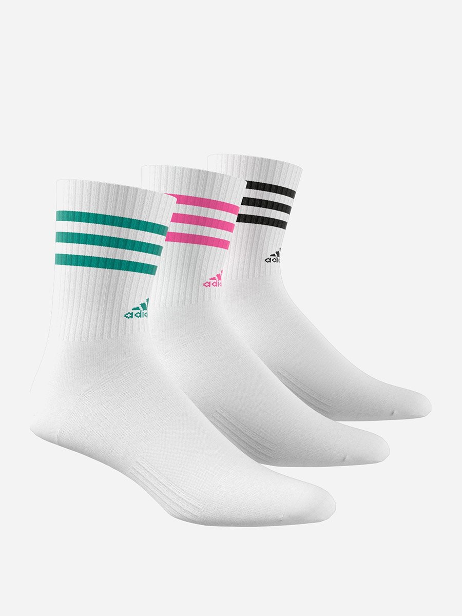 3Stripes Cushioned Sportswear 3 Pair Pack Unisex Crew Socks White