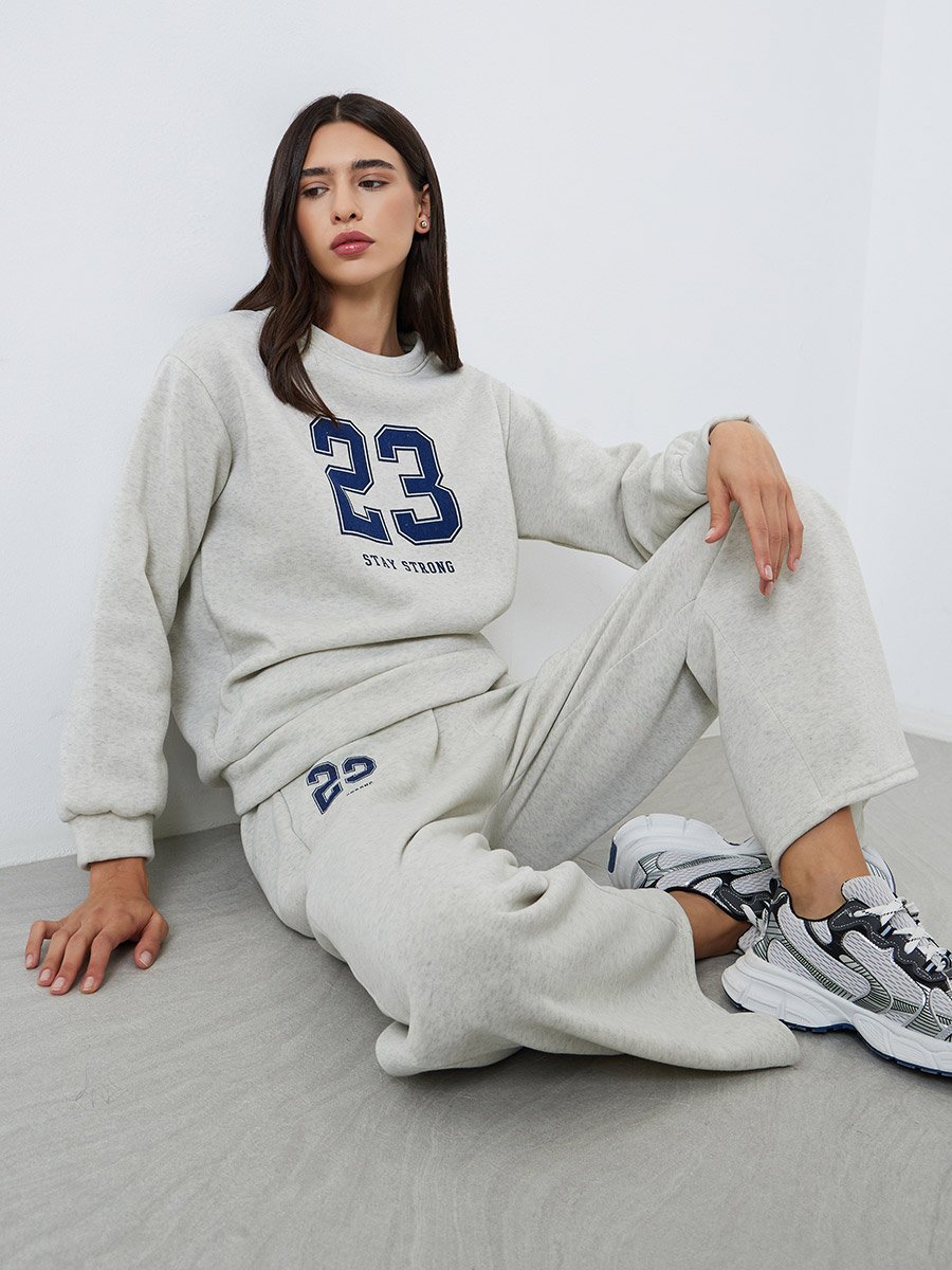 Grey Crew Neck Oversized Sweatshirt and Joggers Co-Ords