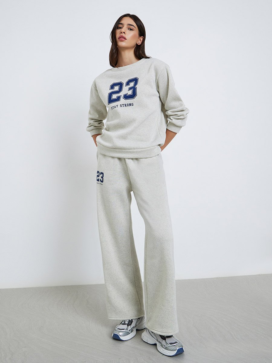 Grey Crew Neck Oversized Sweatshirt and Joggers Co-Ords