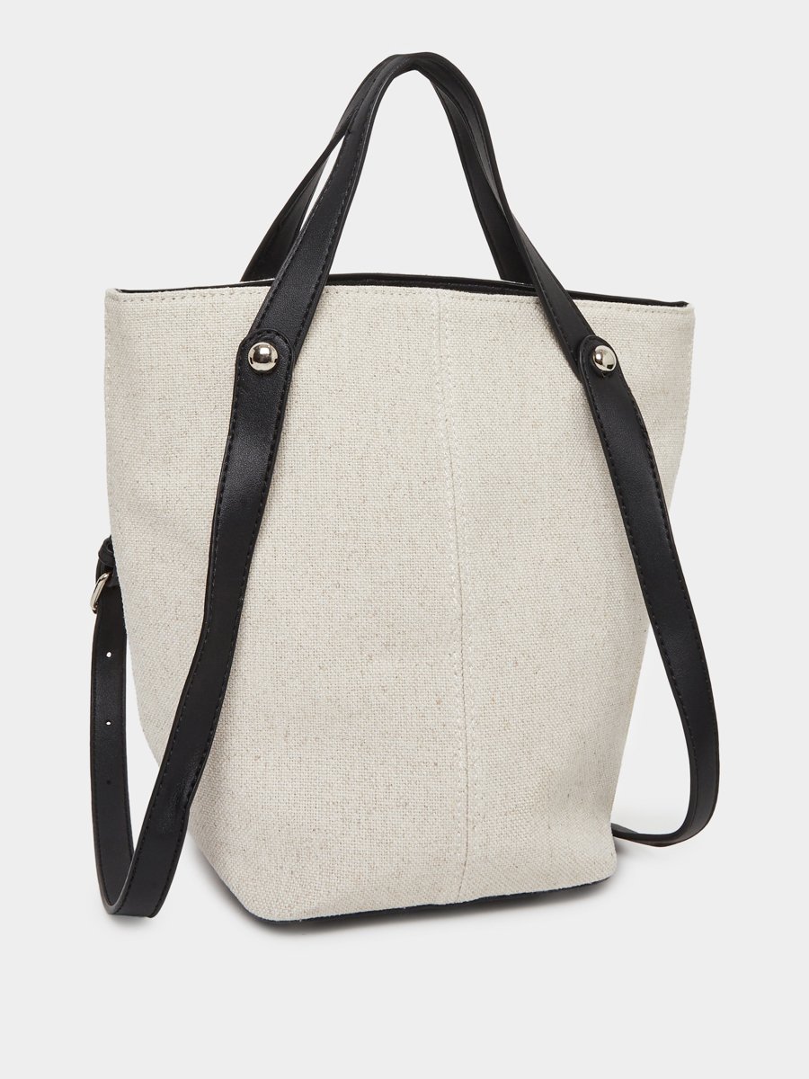 White Textured Tote Bag with Adjustable Strap