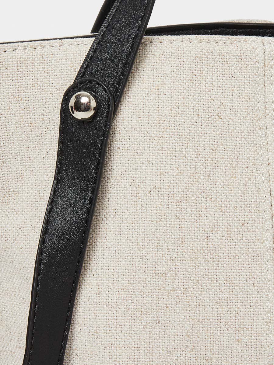 White Textured Tote Bag with Adjustable Strap
