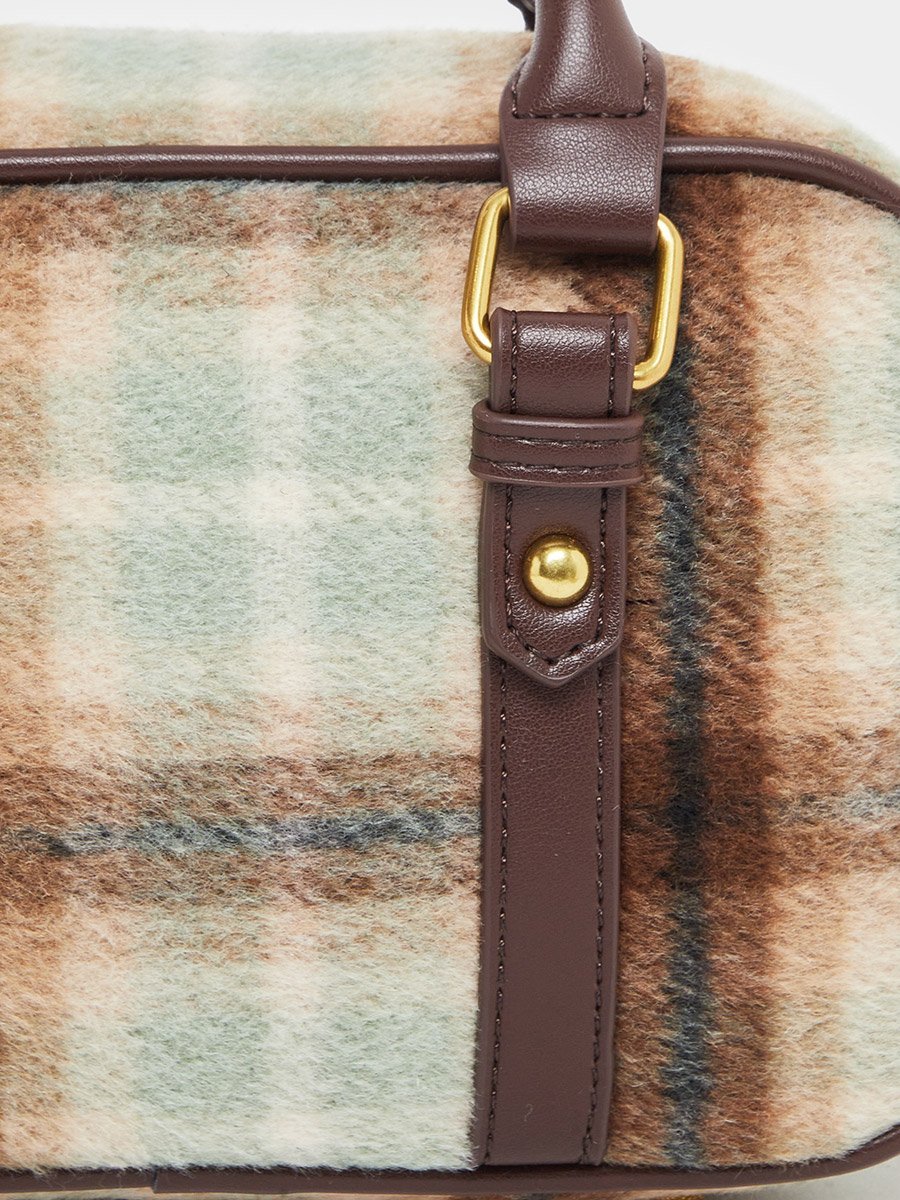 Checked Pattern Bag with Detachable Strap