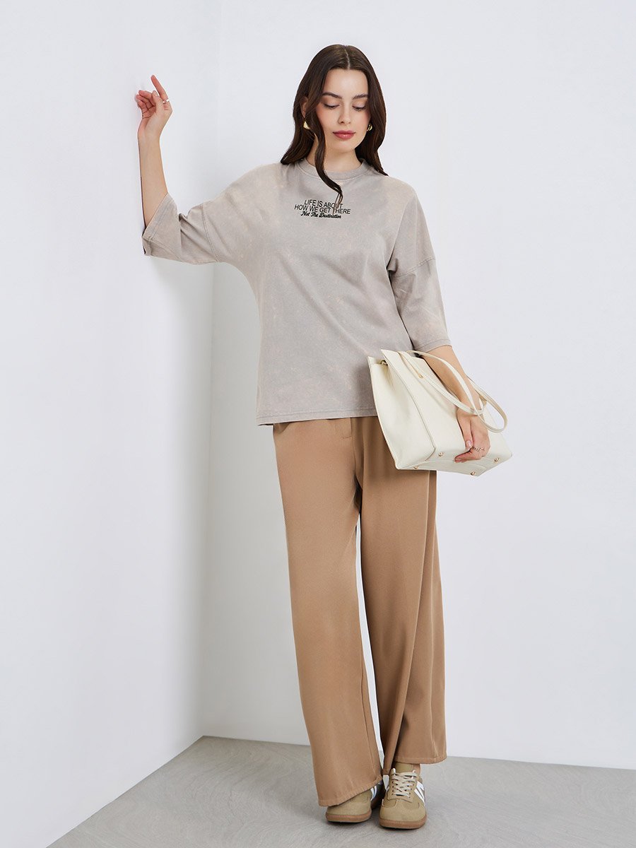 Women Washed Oversized 100% Cotton T-Shirt