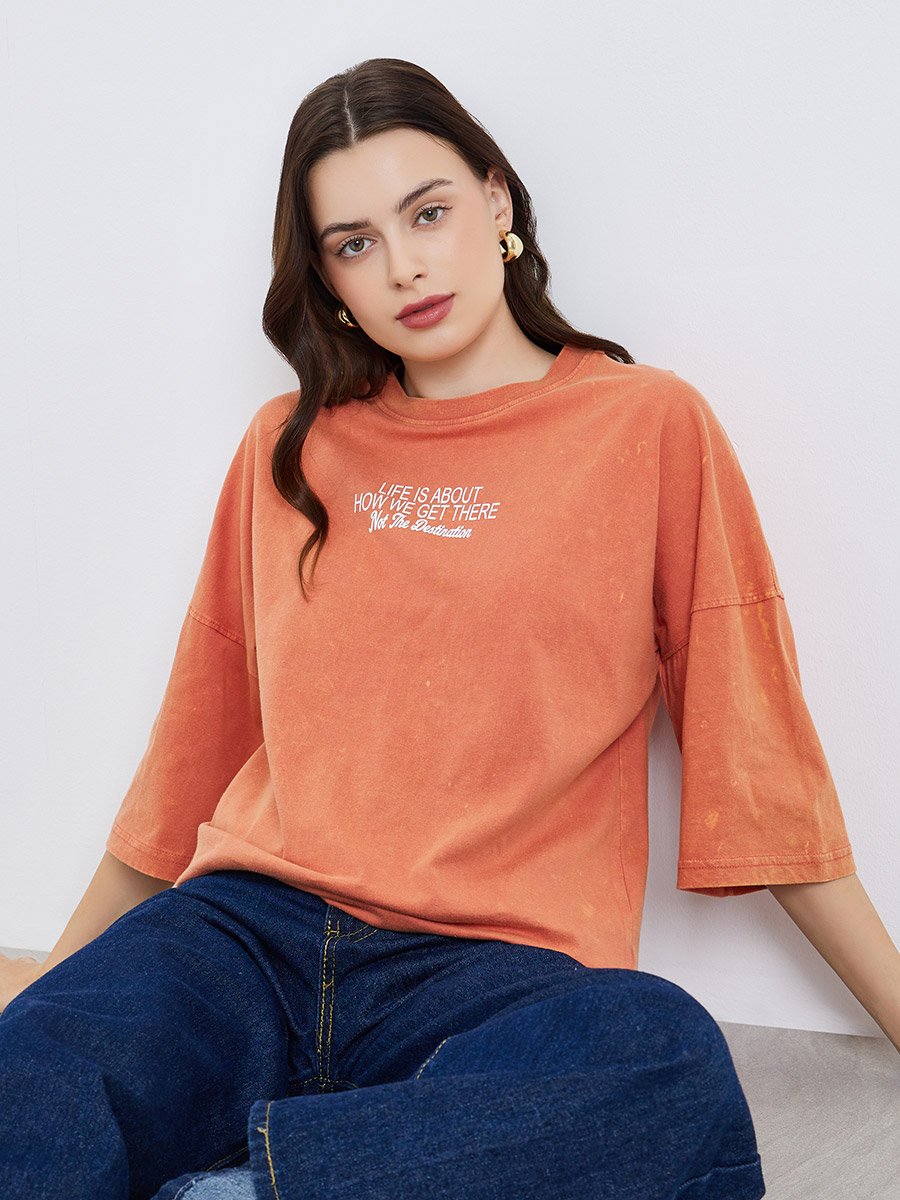 Women Washed Oversized 100% Cotton T-Shirt
