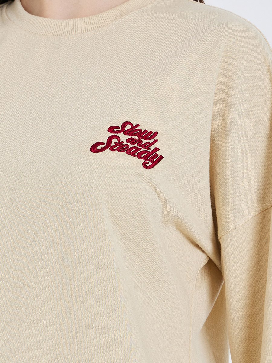 Women Embroidered 100% Cotton Oversized T-Shirt