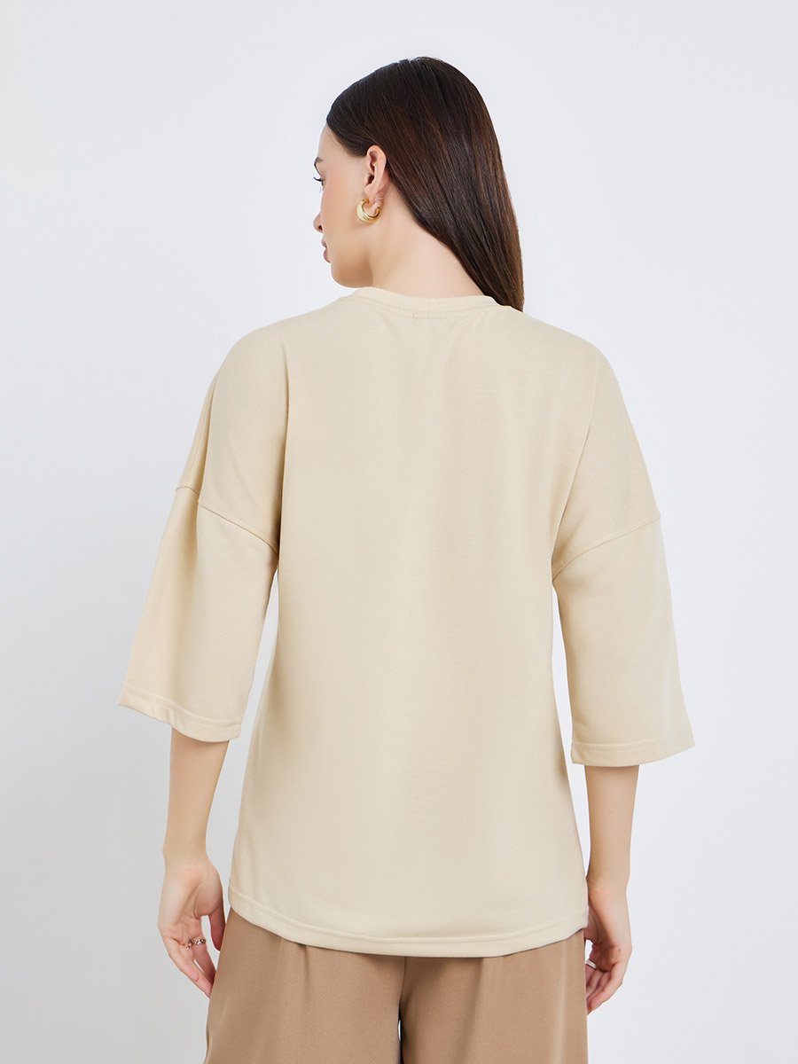 Women Embroidered 100% Cotton Oversized T-Shirt