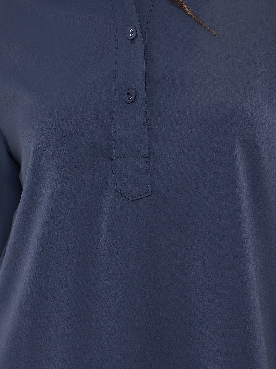 Blue Longline Shirt with Half Placket