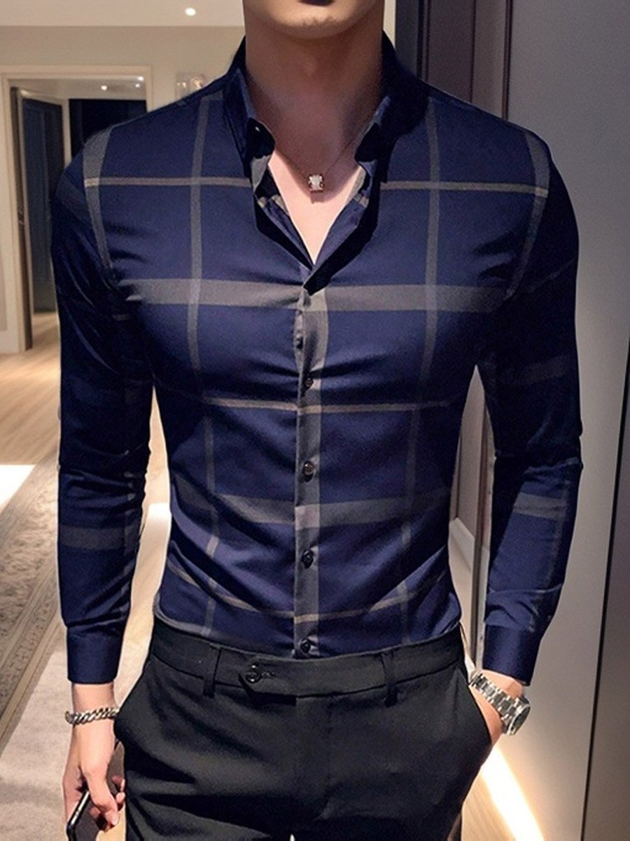 Checked Button Up Long Sleeve Shirt