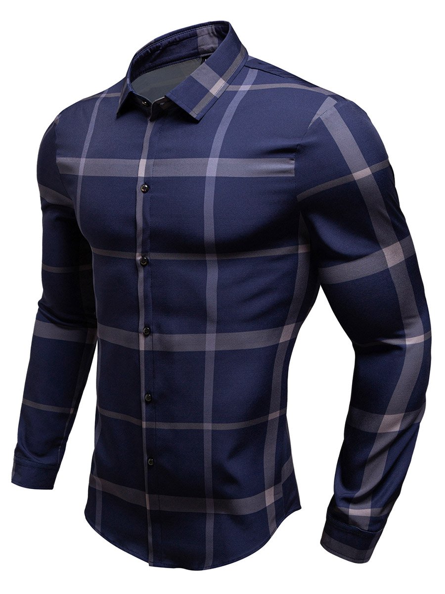 Checked Button Up Long Sleeve Shirt