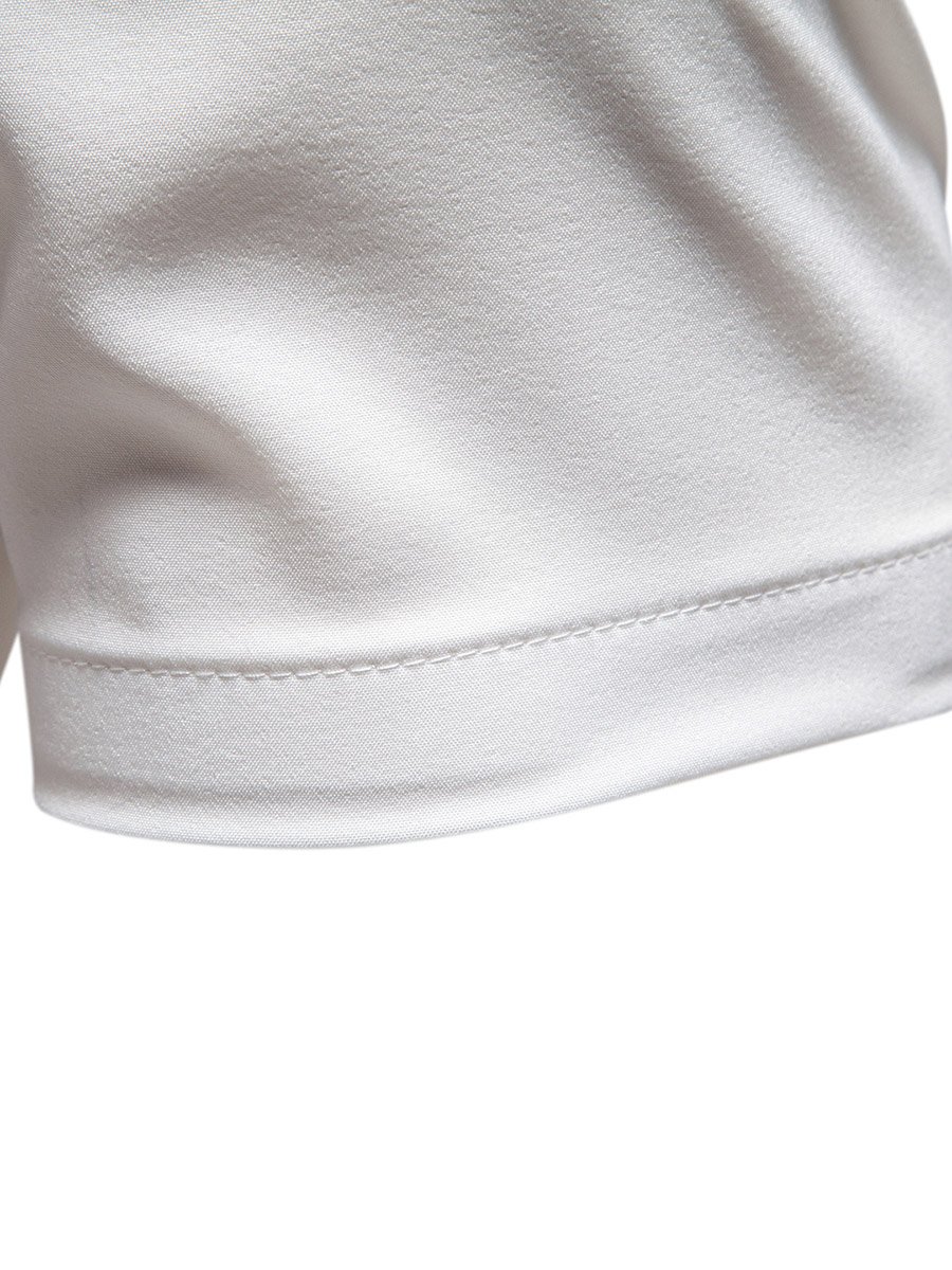 Men Solid Button Up Short Sleeve Shirt