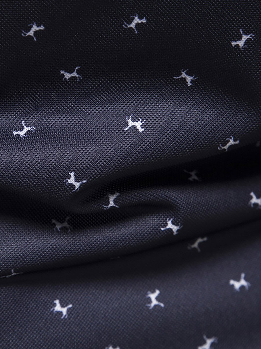 Men Navy Graphic Print Short Sleeve Polo Shirt