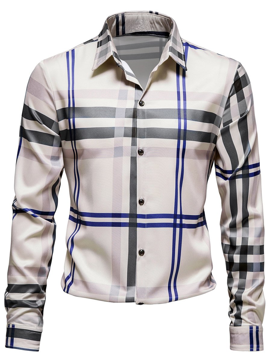 Checked Button Up Long Sleeve Shirt
