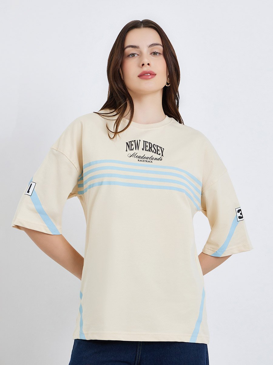 Women Printed Oversized 100% Cotton T-Shirt