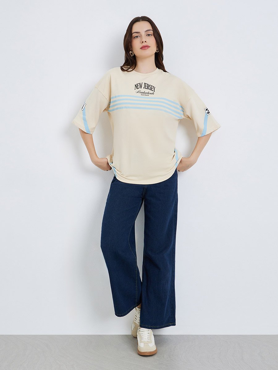 Women Printed Oversized 100% Cotton T-Shirt