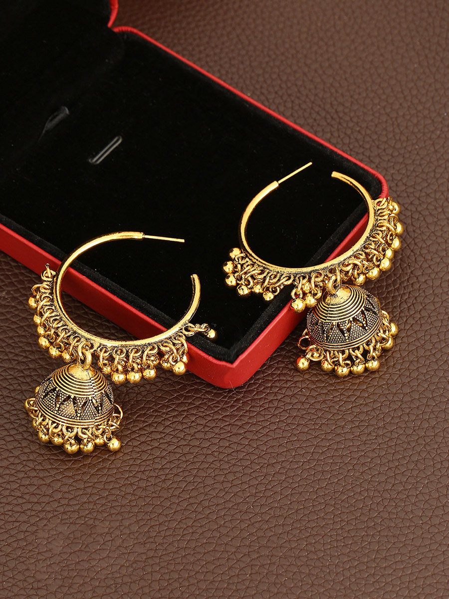 Texture Bell Shape Jhumka Hoop Earrings