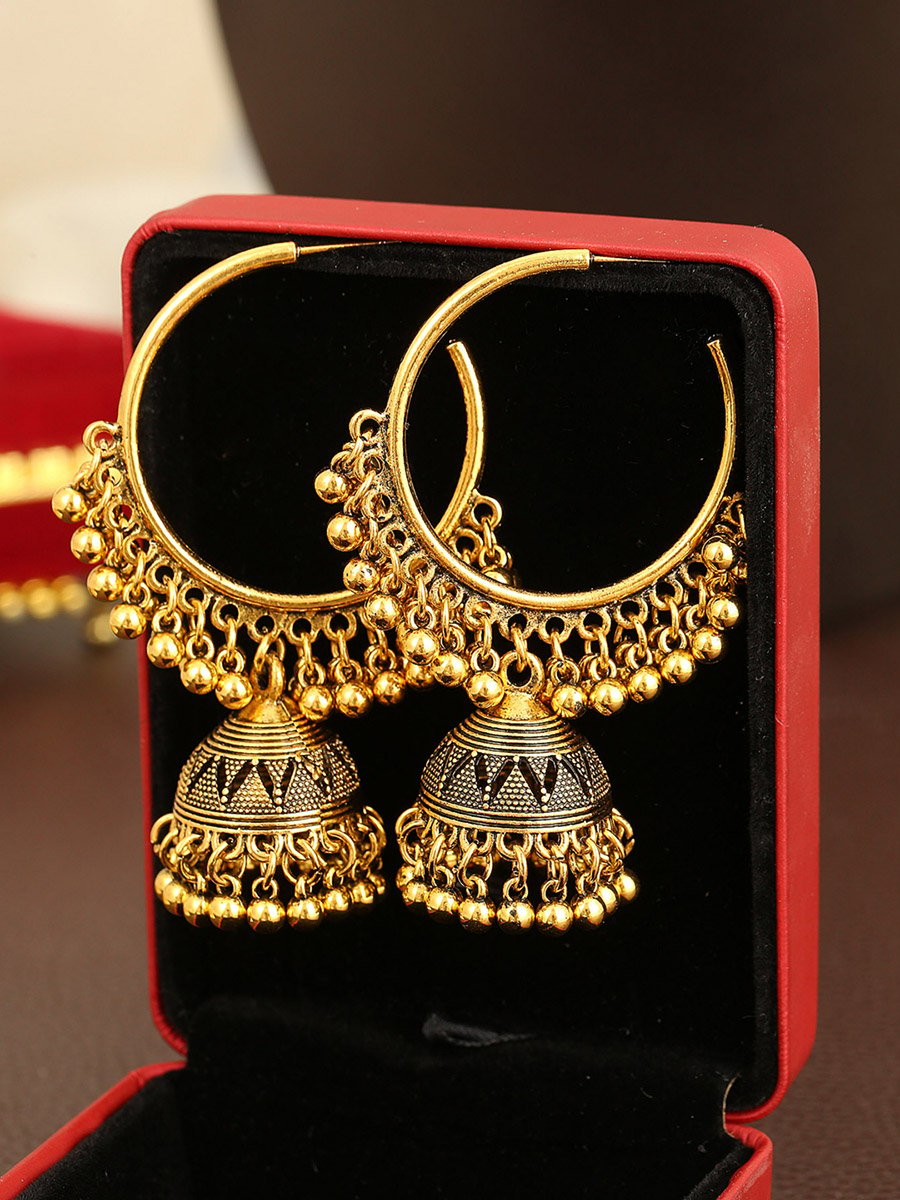 Texture Bell Shape Jhumka Hoop Earrings